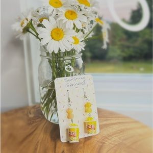 🍿🥤💛 Popcorn movie summer fun retro theme earrings fun novelty